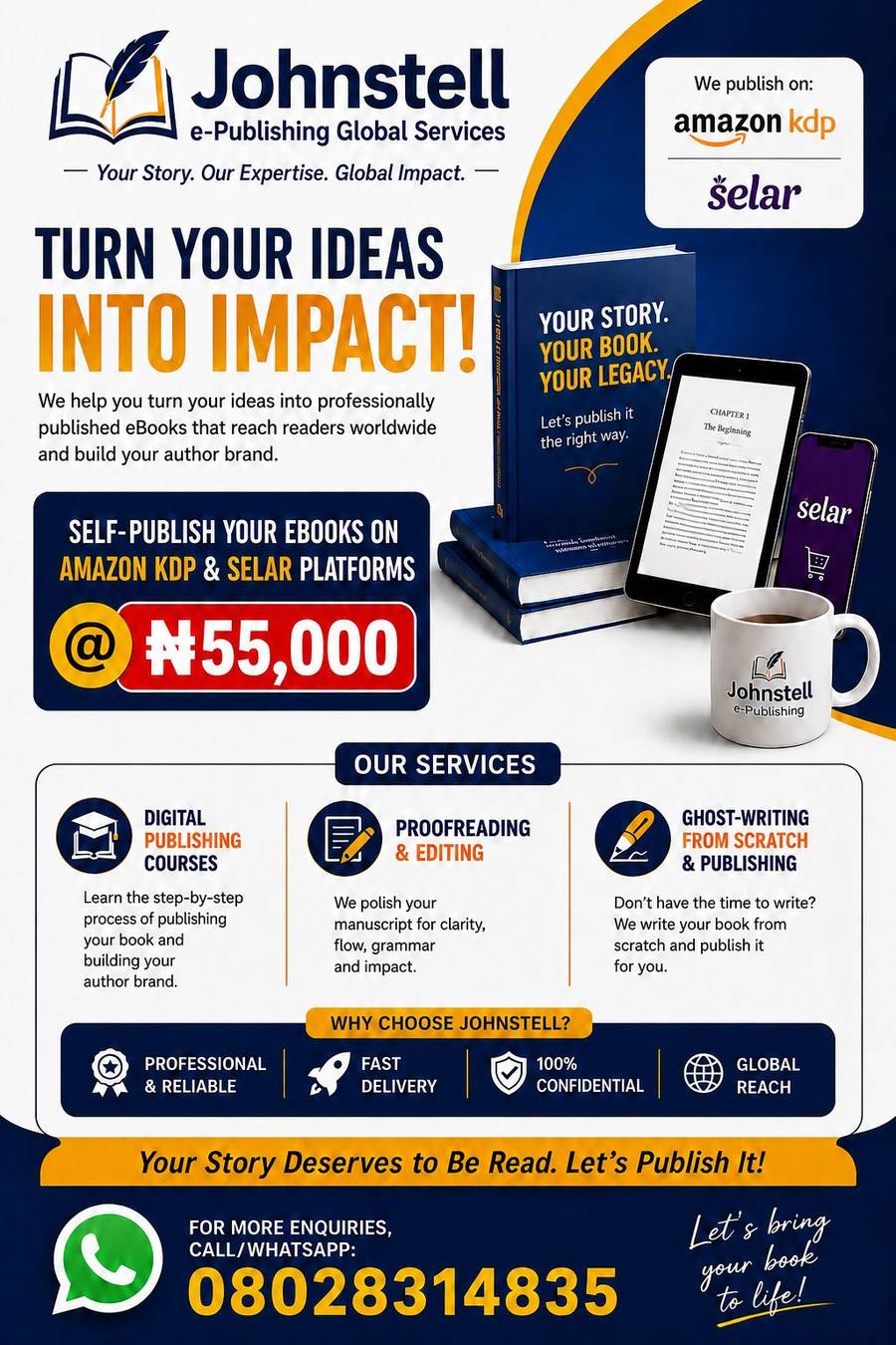 Self Publish Your eBooks on Amazon & Selar Platforms