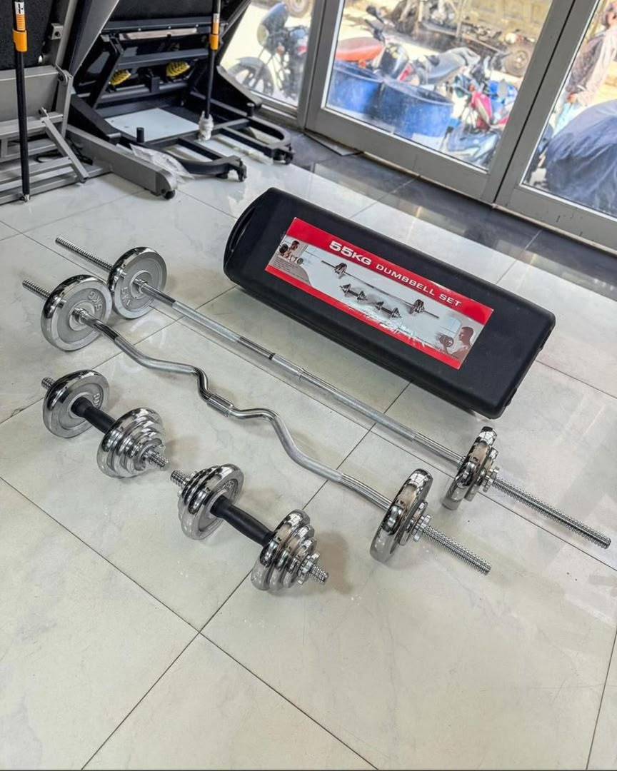 55kg chrome dumbbell set