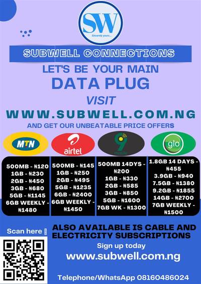 Data, cable and electricity subscription
