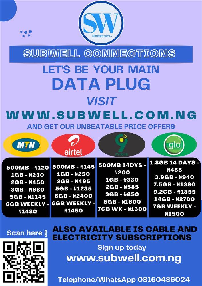 Data, cable and electricity subscription