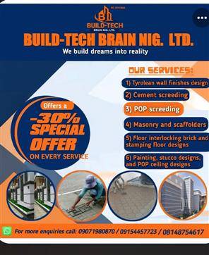 Work by Tyrolean wall design and pop screeding,